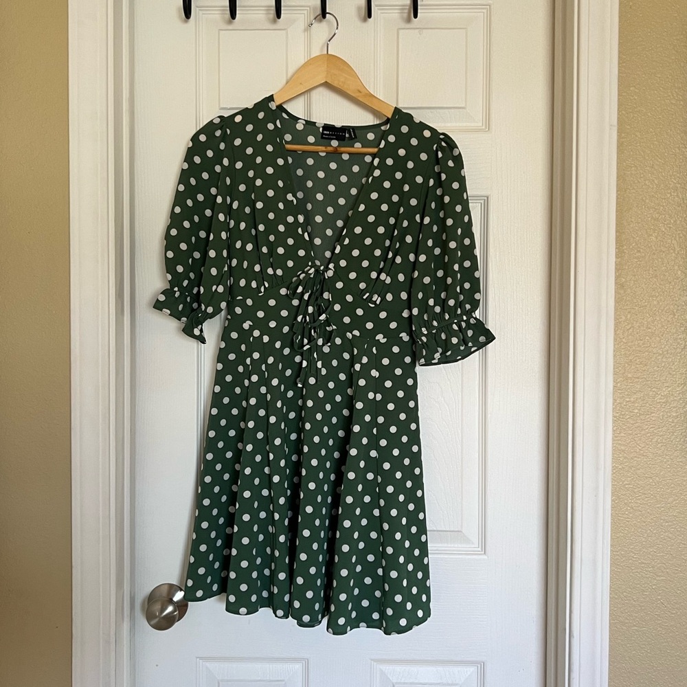 ASOS Green and White polka dot dress